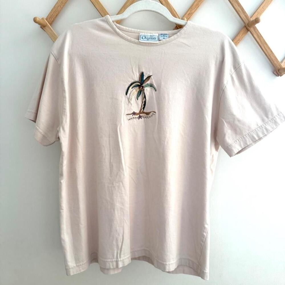 90s frabjous originals cream palm tree tee size XL